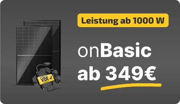 Leistungsstarke Solarpaneele ab 1000 W, onBasic Preis ab 349€, VDE-zertifiziert. Ideal für nachhaltige Energie.