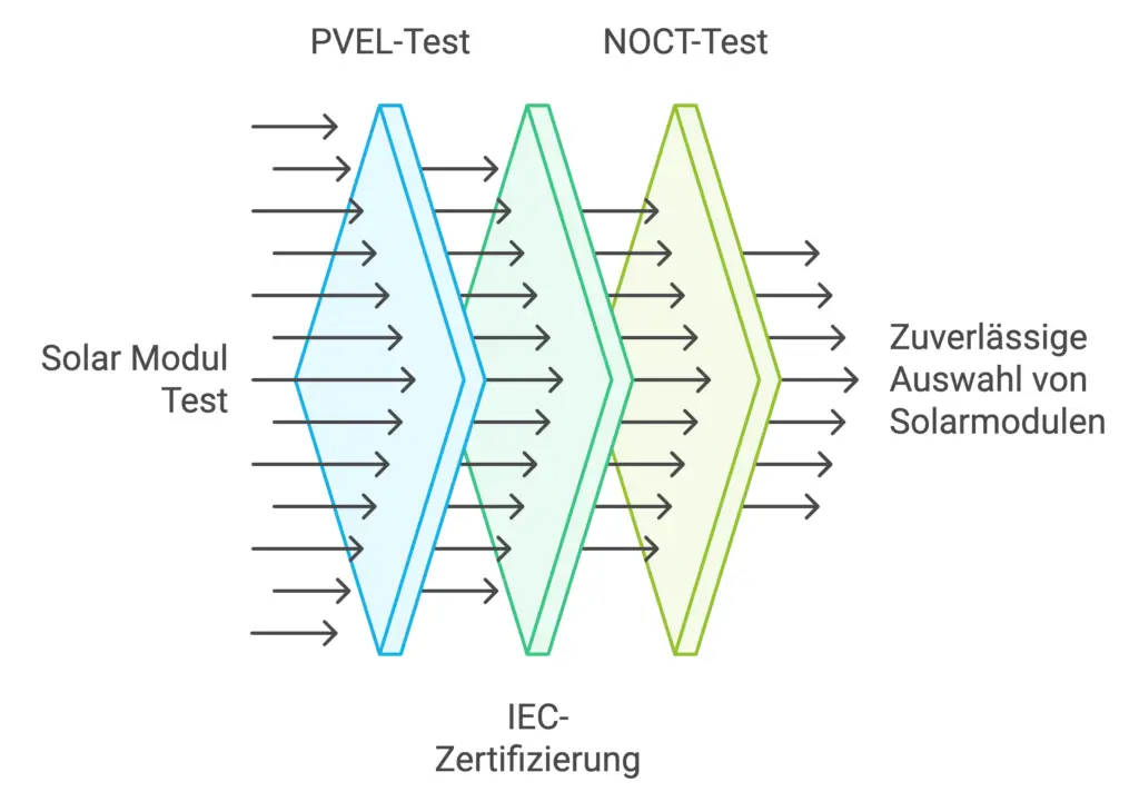 Der PVEL-, NOCT-Test und die IEC Zertifizieren gewährleisten zuverlässige Solarmodule